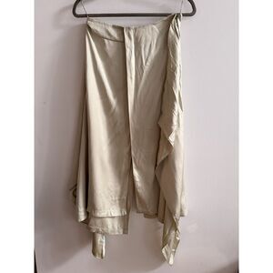 Fendi Pale Sage Silk Logo-Print Asymmetric Skirt Size IT 38